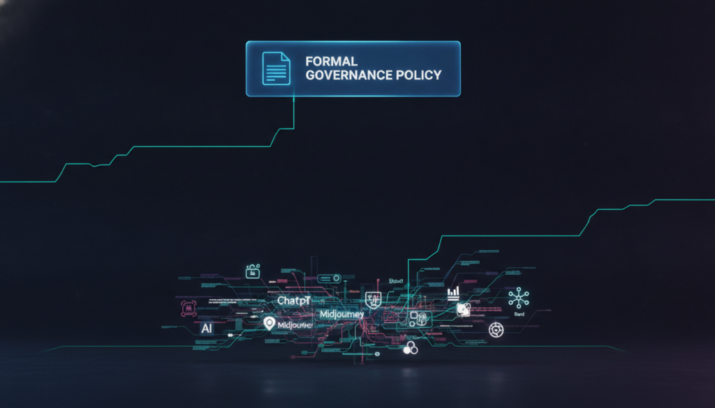 AI governance policy document disconnected from actual tool usage and operational data flows