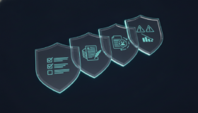 AI tool risk assessment framework shown as layered security shields with evaluation criteria
