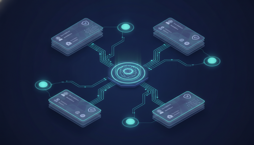 Shared vendor assessment cache connecting multiple concurrent AI tool risk assessments through centralized research layer